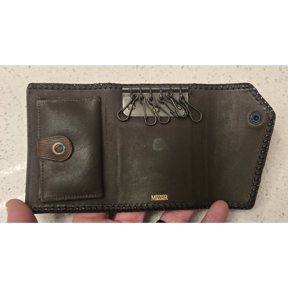 Vintage Hand Tooled Leather Key Wallet Holder Meer Style Western Floral‎ - Picture 3 of 4